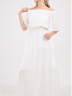 Off-Shoulder White Maxi Dress
